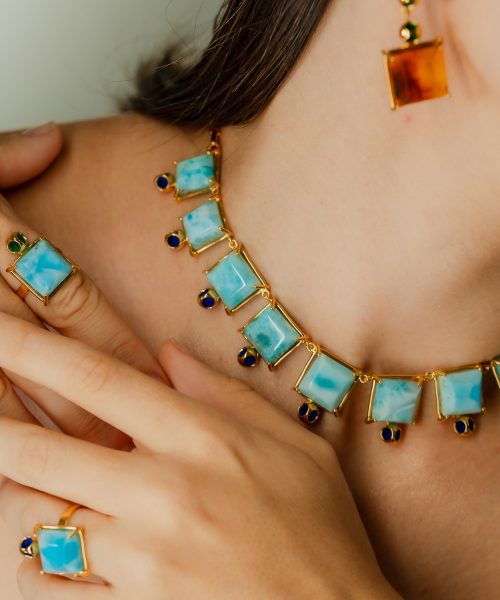 MVDUE-D1-G Duet Larimar Ring