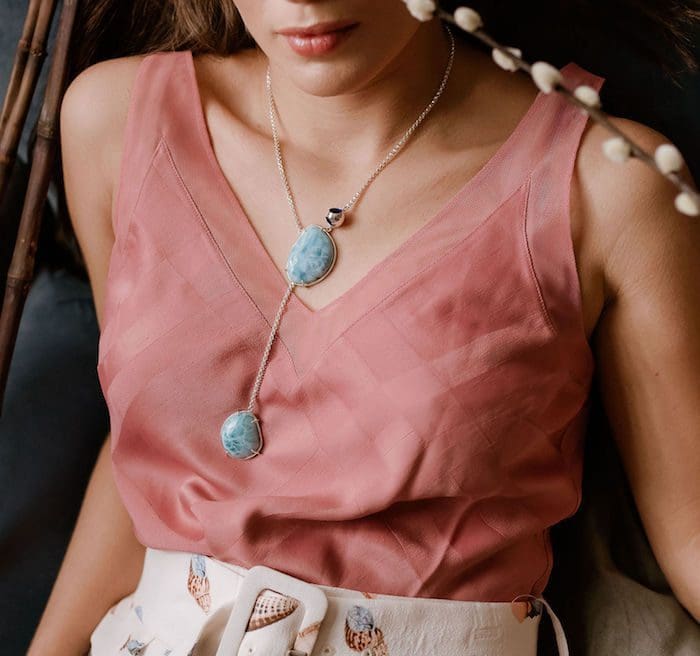 Petite Double Larimar Pendant - Image 2